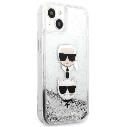 Karl Lagerfeld KLHCP13SKICGLS iPhone 13 mini 5,4" srebrny/silver hardcase Liquid Glitter Karl&Choupette Head_3