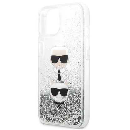 Karl Lagerfeld KLHCP13SKICGLS iPhone 13 mini 5,4" srebrny/silver hardcase Liquid Glitter Karl&Choupette Head_5