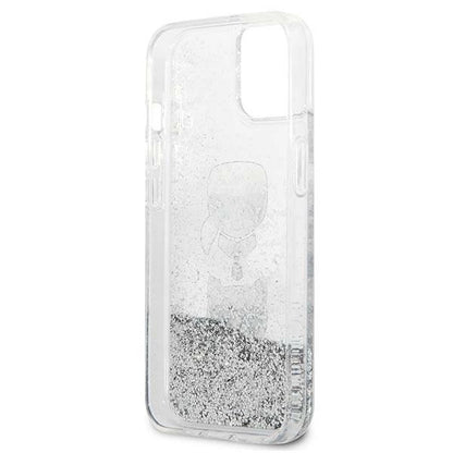 Karl Lagerfeld KLHCP13SKICGLS iPhone 13 mini 5,4" srebrny/silver hardcase Liquid Glitter Karl&Choupette Head_6