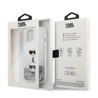 Karl Lagerfeld KLHCP13SKICGLS iPhone 13 mini 5,4" srebrny/silver hardcase Liquid Glitter Karl&Choupette Head_7