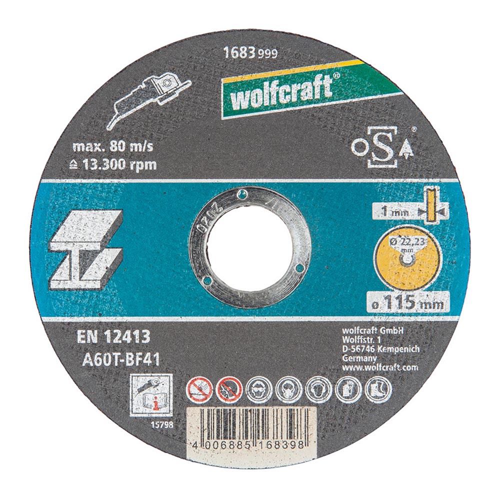 Disco de corte para metal Ã¸115x1,0x22,23mm 1683999 wolfcraft_0