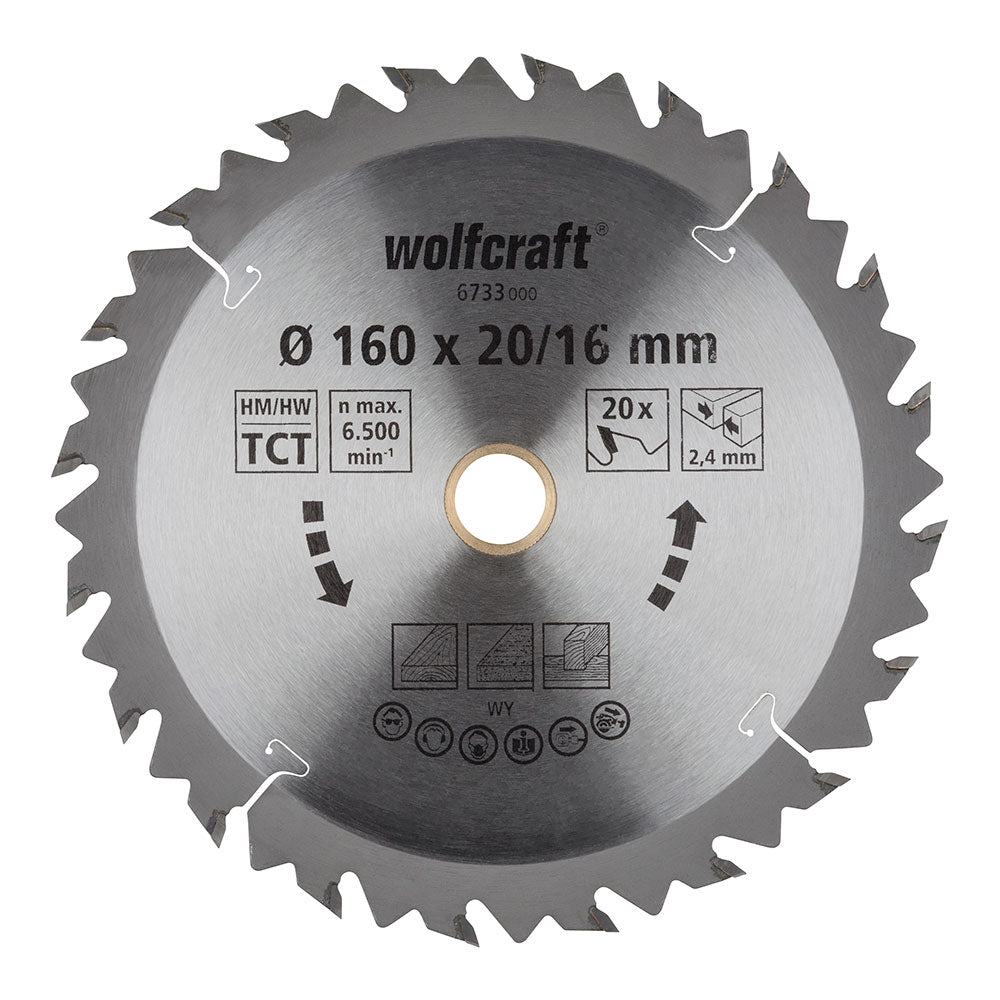 Disco de serra circular ct, 20 dentes Ã¸160mm 6733000 wolfcraft_0