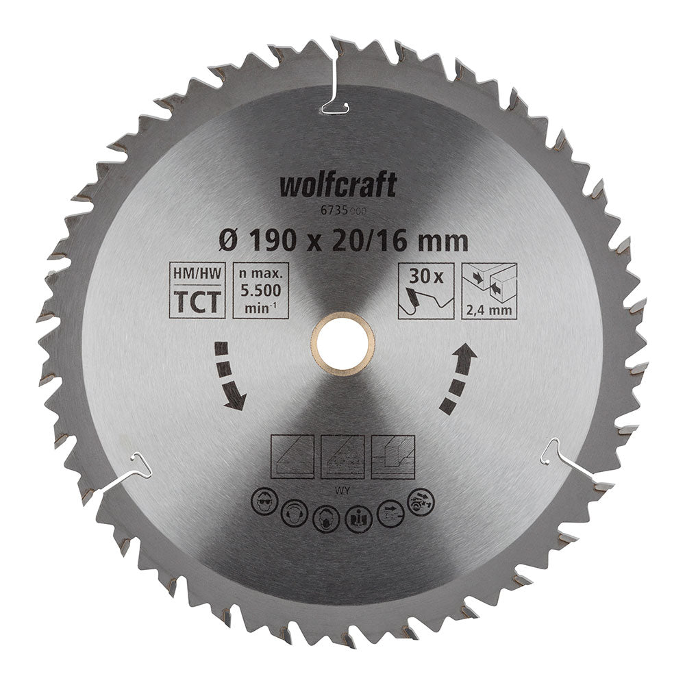 Disco de serra circular ct, 30 dentes Ã¸190mm 6735000 wolfcraft_0