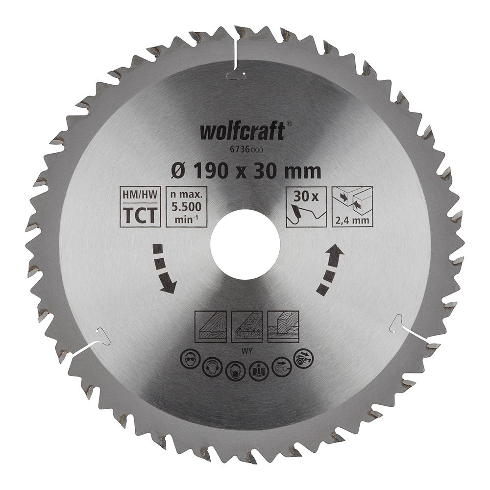 Disco de serra circular manual ct, 30 dentes Ã¸190mm 6736000 wolfcraft_0
