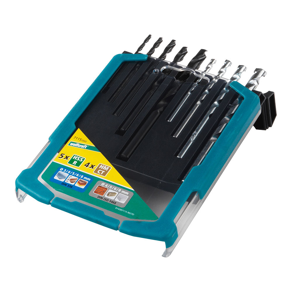 Conjunto de brocas para metais e pedra 9 peÃ§as 7115000 wolfcraft_0