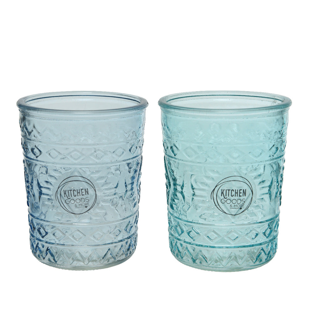 Copo de vidro com relevo Ã¸8.3x10.3cm 350ml cores/modelos diversos_0