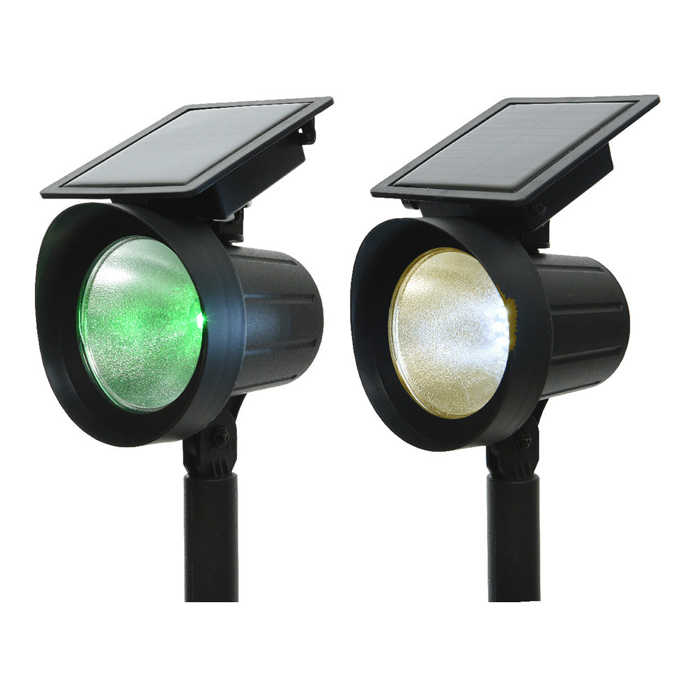 Conjunto de 2 estacas com foco solar led 25lm luz multicor (8 cores) 11x13x42.5cm_0