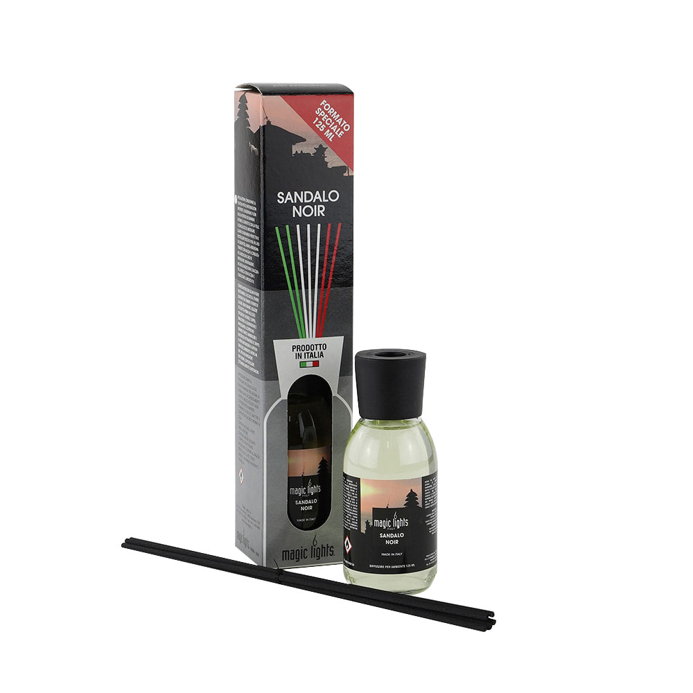 Difusor aroma mikado sÃ¢ndalo preto 125ml magic lights_0