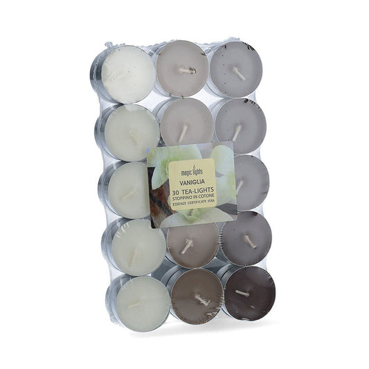Pacote 30 unid. velas com aroma baunilha 3,7cm magic lights_0