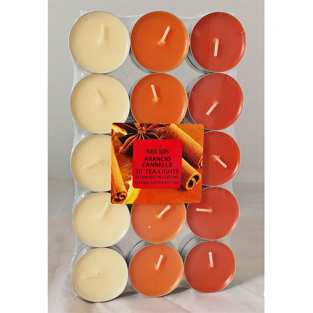 Pacote 30 unid. velas com aroma laranja-canela 3,7cm magic lights_0