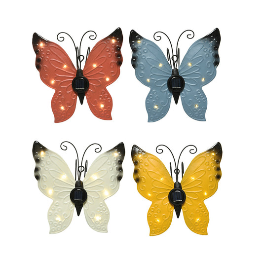 Luz solar metÃ¡lica em forma de borboleta 17,8x6x4cm cores sortidas_0