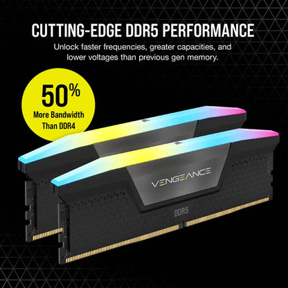 Memória RAM Corsair Vengeance RGB 64GB (2x32GB) DDR5-6400MHz CL32 Preta