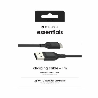 Cabo USB-A para USB-C Mophie Charge Essentials / 15W / 1m / Preto