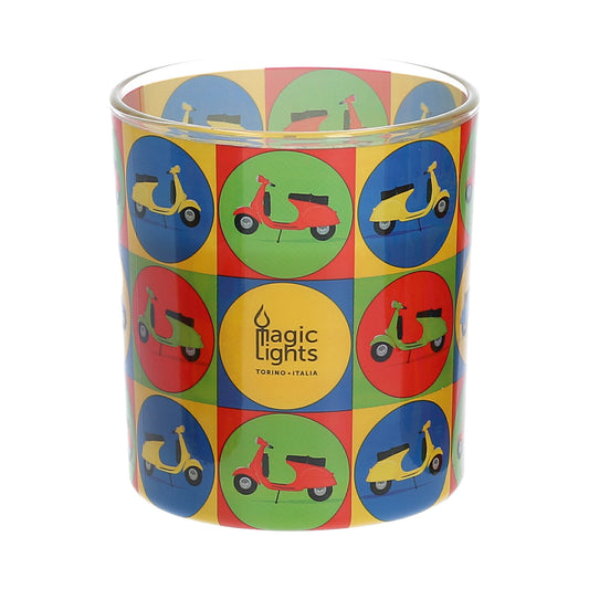 Vela em vidro pop art Ã¸7,5x8,4cm motas magic lights_0