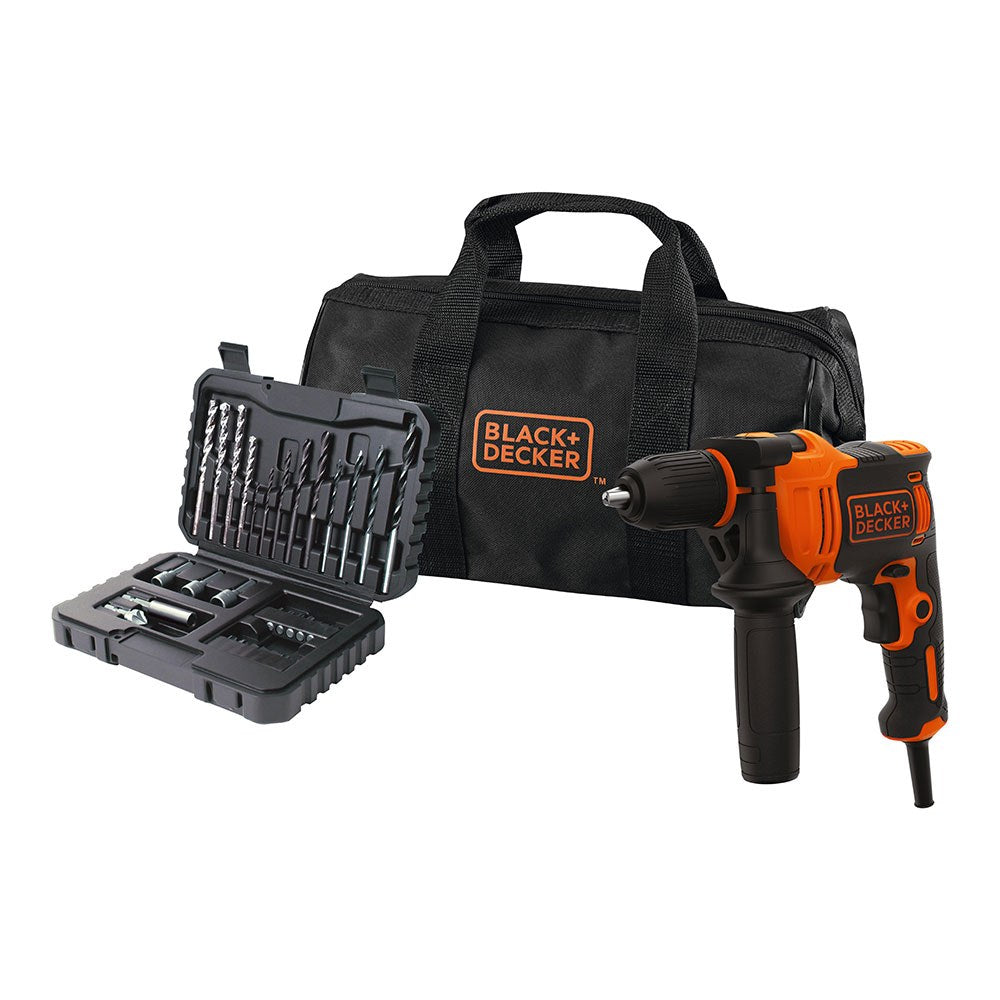 Kit berbequim percutor 710 w, Ã¸13 mm + 32 acessÃ³rios em estojo + saco de transporte, com cabo_0