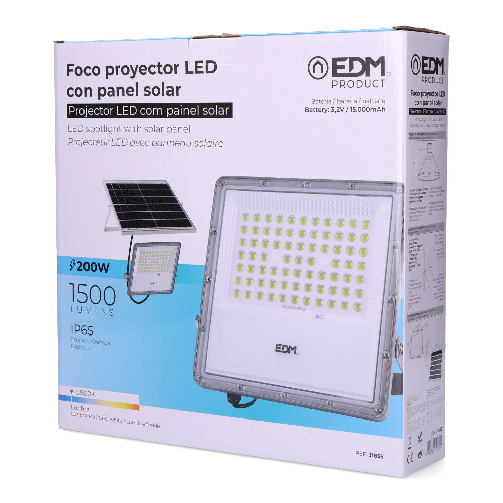 Foco Projetor LED Solar EDM 200W 1500Lm 6500K