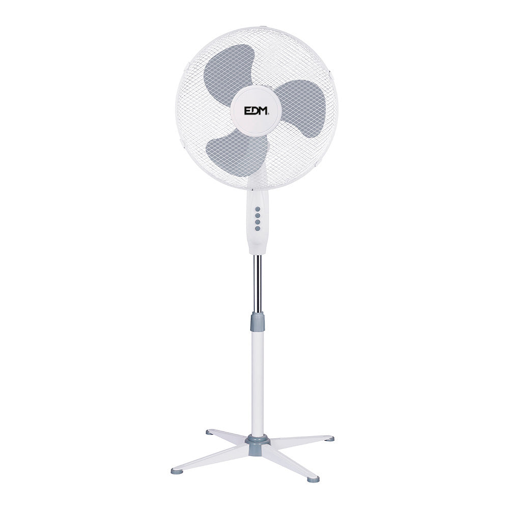 Ventoinha de Pé EDM 45W Ø40cm Altura Regulável 105-125cm  Branca