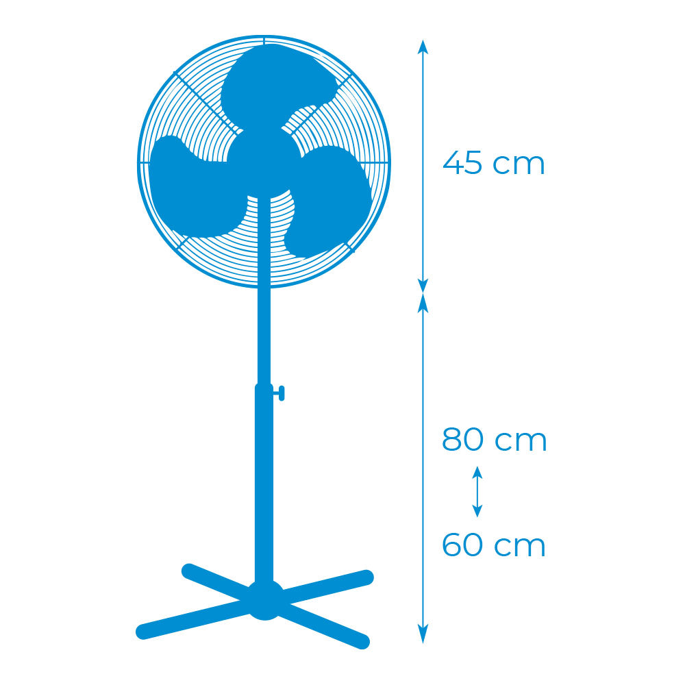 Ventoinha de Pé EDM 45W Ø40cm Altura Regulável 105-125cm  Branca