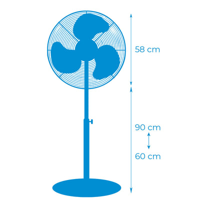 Ventoinha de pé EDM 120W 50cm Altura Ajustável 118-148cm Preta Cromada 33939