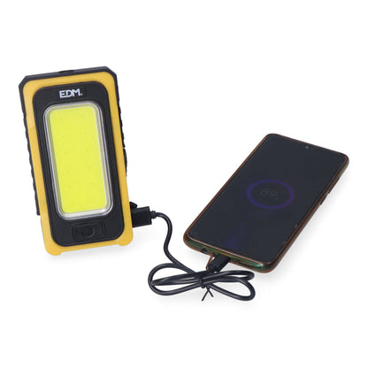 Lanterna LED Solar Recarregável EDM COB 10W 750lm com Gancho e Íman 36126