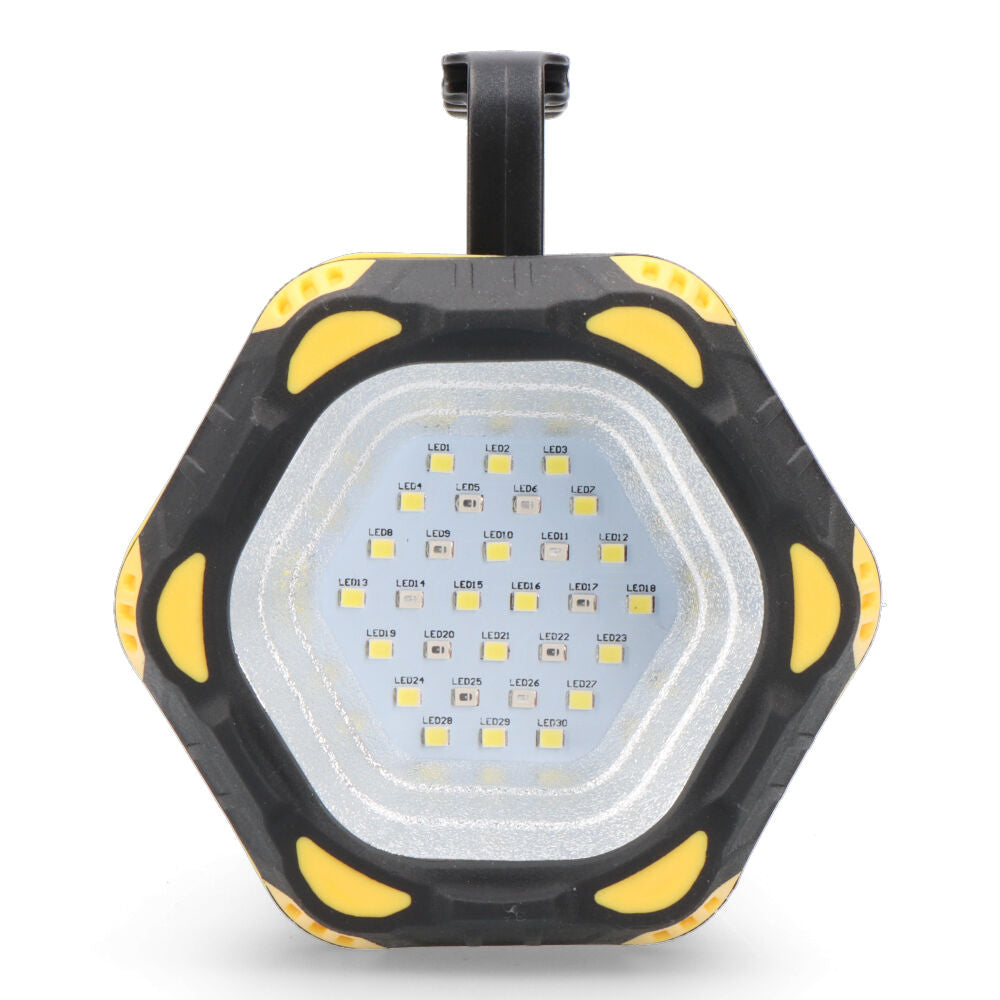 Lanterna LED Recarregável EDM c/ 3 Pontos de Luz Preta 36144