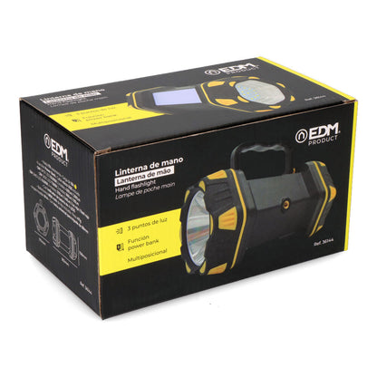 Lanterna LED Recarregável EDM c/ 3 Pontos de Luz Preta 36144