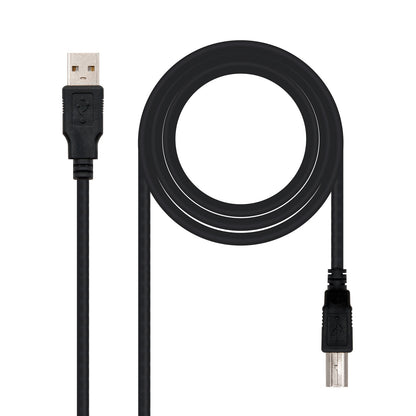 Cabo USB-A Macho para USB-B Macho 2.0 1m Nanocable 10.01.0102-BK Preto
