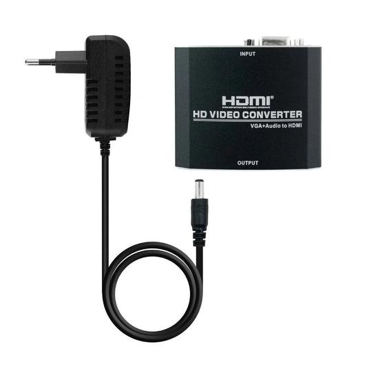 Conversor VGA Fêmea + Jack 3.5m para HDMI Fêmea /  Nanocable 10.16.2101-BK / 15cm / Preto