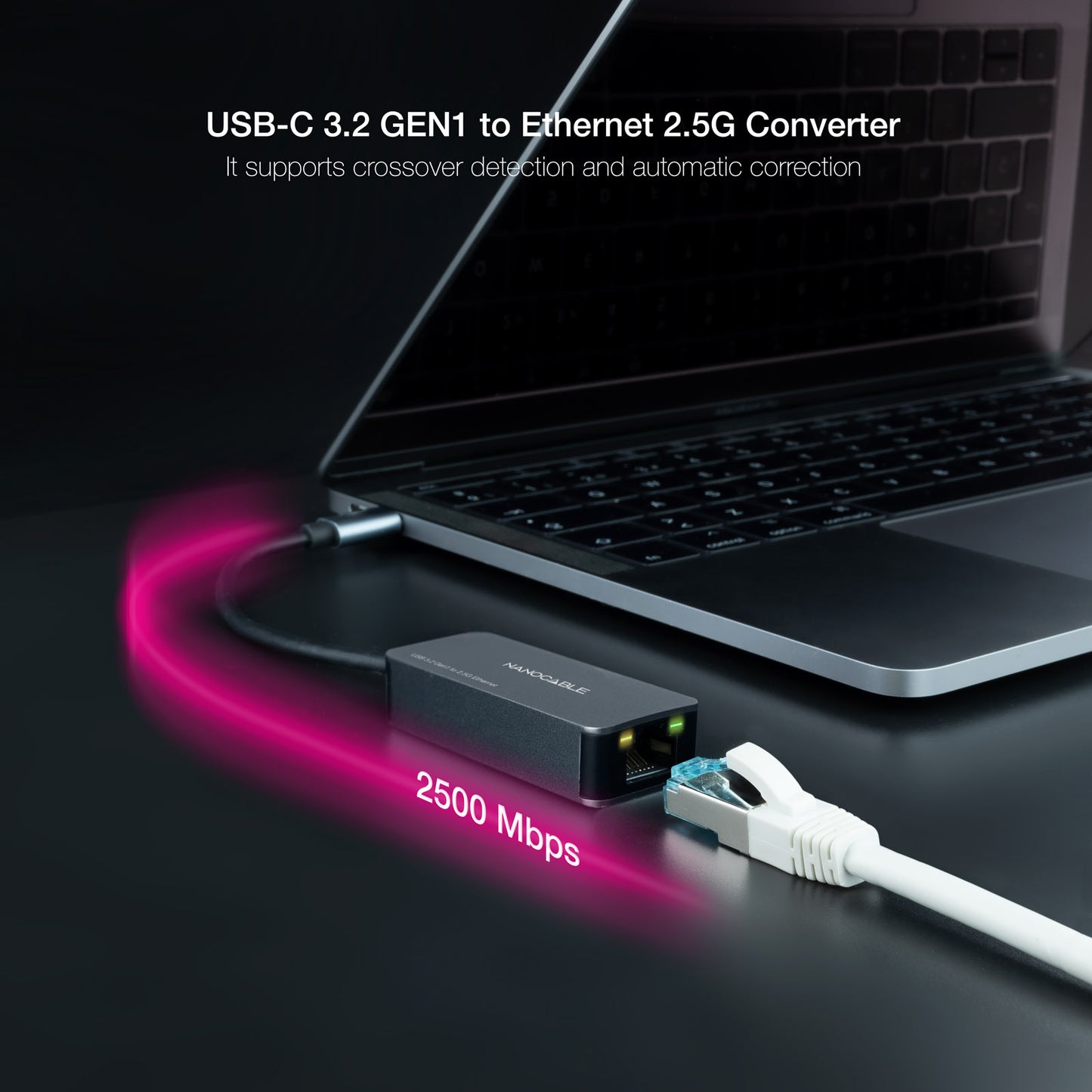 Adaptador de Rede RJ45 Nanocable 10.03.0410 USB Tipo-C Macho - RJ45 Fêmea
