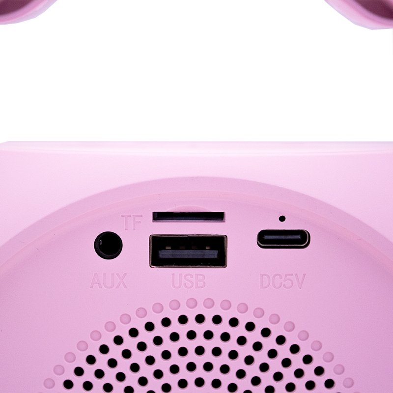 Kit Mini Karaoke Party Coluna Bluetooth 6W com 2 Microfones Rosa