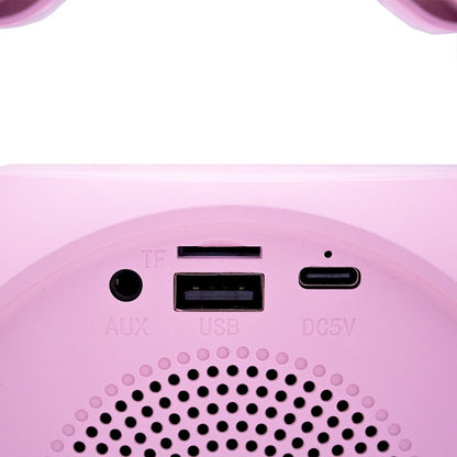 Kit Mini Karaoke Party Coluna Bluetooth 6W com 2 Microfones Rosa