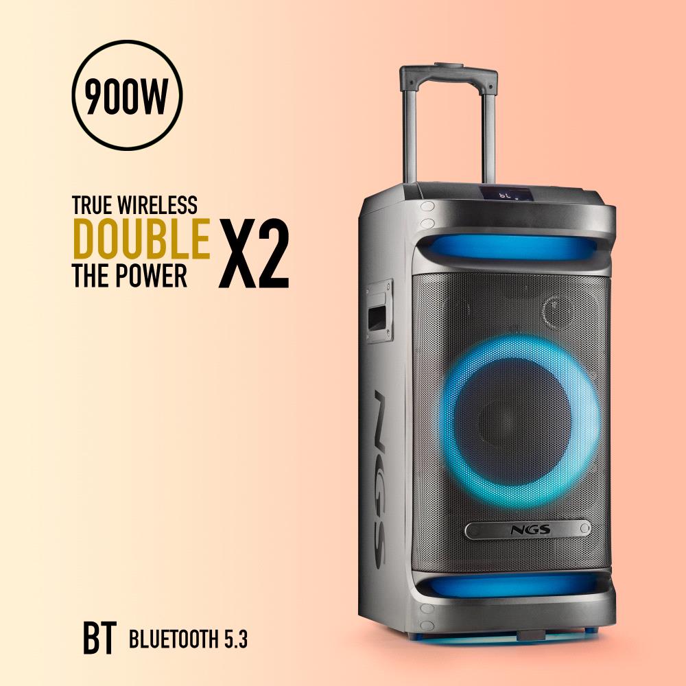 Coluna Portátil com Bluetooth NGS Wild Space 1 900W Preta