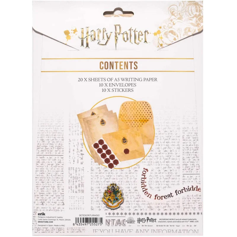 Conjunto Papel de Carta Harry Potter A5 com Envelopes