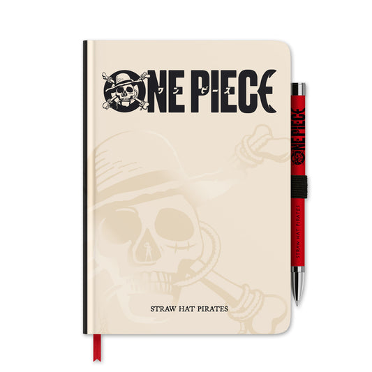 Caderno A5 premium + caneta projetor One Piece Straw Hat Pirates