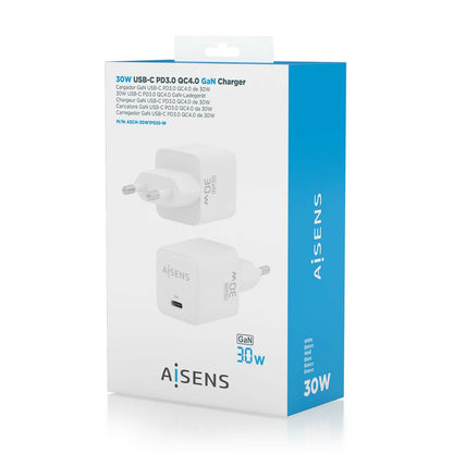 Carregador de Parede USB-C AISENS Fast Charging / 30W / Branco