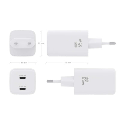 Carregador Fast Charging Aisens 2x usb-c 65w Branco ASCH-65W2P039-W