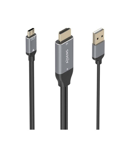 Cabo Conversor HDMI Macho + USB Macho para USB Tipo-C Macho / Aisens A109-0871 / 1.8m / Preto