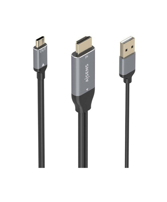Cabo Conversor HDMI Macho + USB Macho para USB Tipo-C Macho / Aisens A109-0871 / 1.8m / Preto