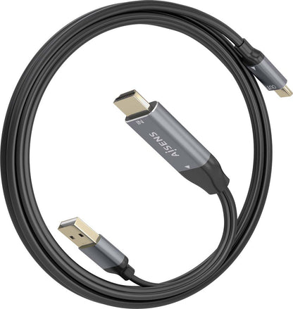 Cabo Conversor HDMI Macho + USB Macho para USB Tipo-C Macho / Aisens A109-0871 / 1.8m / Preto