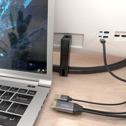 Cabo Conversor HDMI Macho + USB Macho para USB Tipo-C Macho / Aisens A109-0871 / 1.8m / Preto