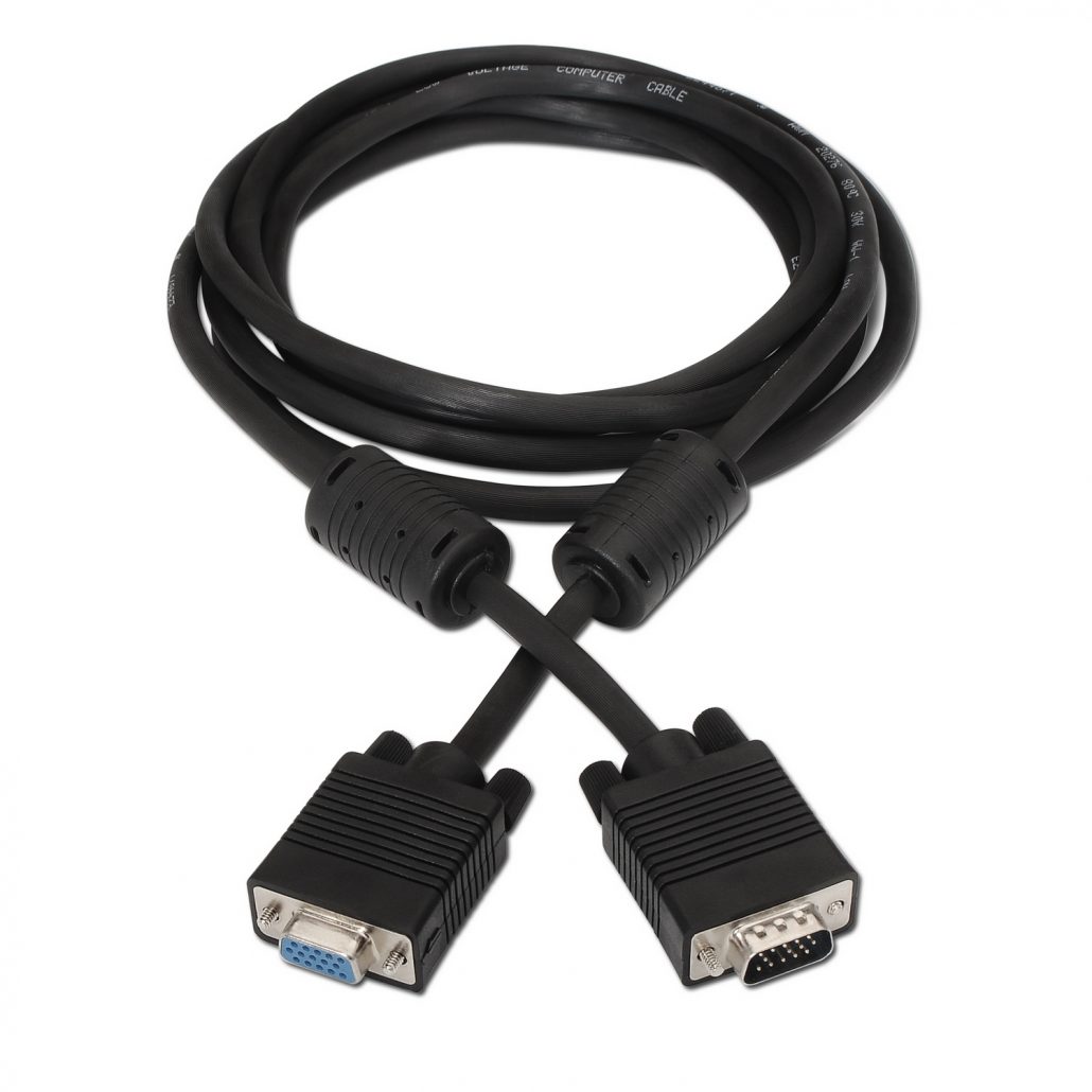 Cabo de extensão SVGA Aisens A113-0078 / VGA macho para VGA fêmea / 3W / 10Mbps / 1,8m / Preto