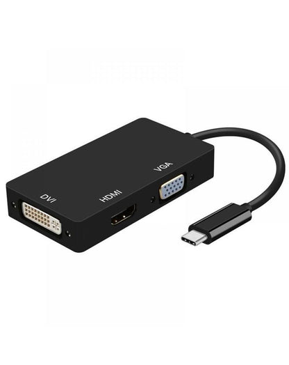 Conversor Aisens A109-0343/ USB Tipo-C Macho para DVI Fêmea/ VGA Fêmea / HDMI Fêmea/ 15cm/ Preto