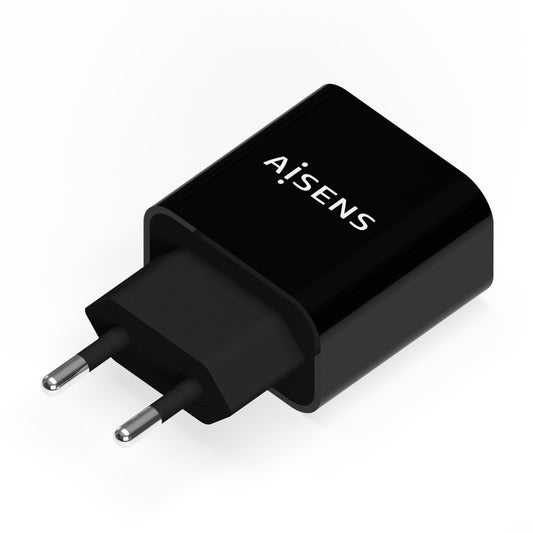 Carregador USB-C Aisens A110-0538 / 1x USB-C PD 3.0 Fast Charging / 20W / Preto
