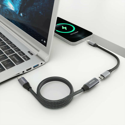 Cabo Extensor USB 3.2 Aisens A107-0636/ USB Tipo-C Macho para USB Tipo-C Fêmea / 100W / 20Gbps/ 2m/ Cinzento