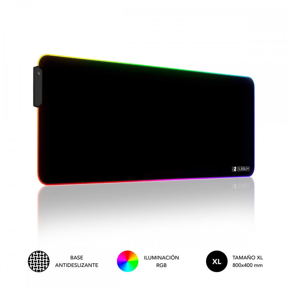 Tapete Subblim XL Premium LED RGB 9 Cores / Preto / 800 x 300 x 4 MM