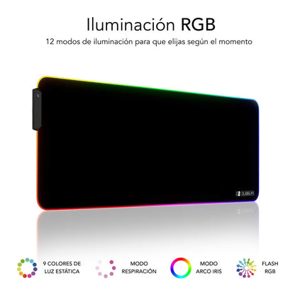 Tapete Subblim XL Premium LED RGB 9 Cores / Preto / 800 x 300 x 4 MM