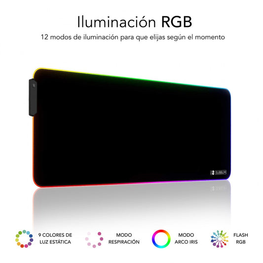 Tapete Subblim XL Premium LED RGB 9 Cores / Preto / 800 x 300 x 4 MM