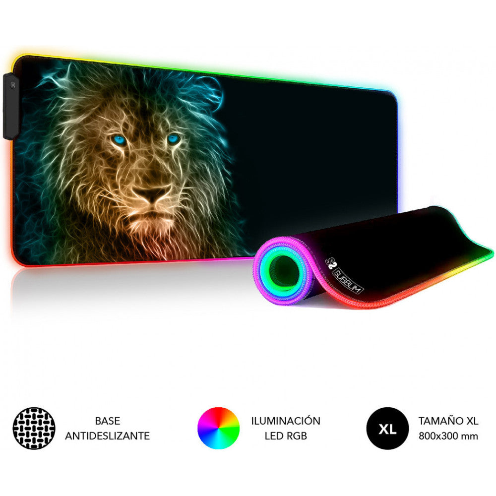 Tapete p/ rato Subblim Gaming LED RGB Lion XL 800 x 300 x 4