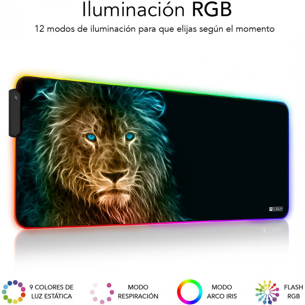Tapete p/ rato Subblim Gaming LED RGB Lion XL 800 x 300 x 4