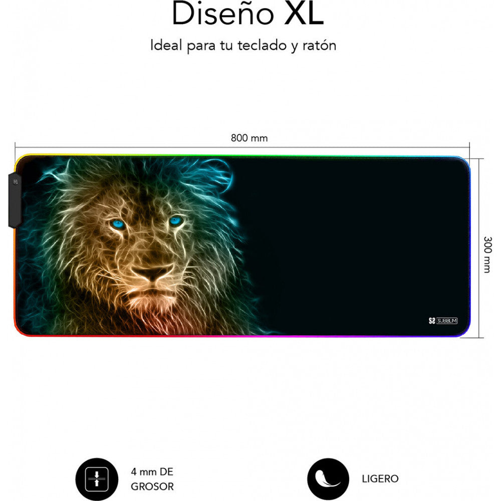 Tapete p/ rato Subblim Gaming LED RGB Lion XL 800 x 300 x 4